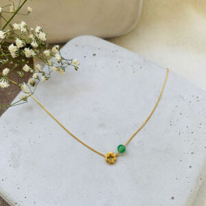 Κολιέ με επιχρυσωμένο σταυρό και ημιπολύτιμους λίθους - Αβεντουρίνη