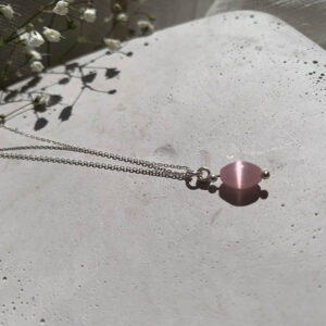 Σκουλαρίκια με ημιπολύτιμους λίθους - ροζ μάτι γάτας