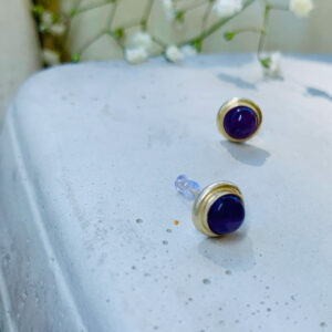 Σκουλαρίκια με ημιπολύτιμους λίθους -  Αμέθυστος