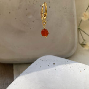 Σκουλαρίκια με ημιπολύτιμους λίθους - κορνεόλη